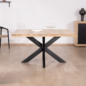 Vandana Ivory Element <b>dining</b> <b>table</b> 140x140cm, wood and industrial metal Character - Product Image 1