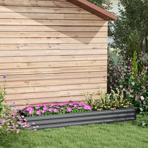 Kit per Aiuola Rialzata 8x2x1ft in Acciaio Zincato Grigio Scuro con Bordo di Sicurezza, Fioriera in Legno per Fiori, Erbe e Verdure - Product Image 2
