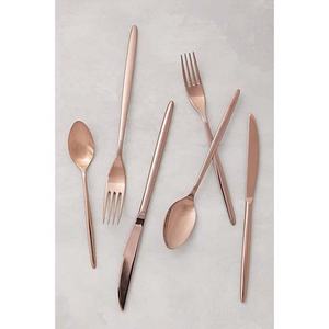 Best Quality Middle-East Logo Metal Rose <b>Gold</b> <b>Mirror</b> Polishing Cutlery Set With Reusable Custom Logo Long Design Handle - Product Image 1