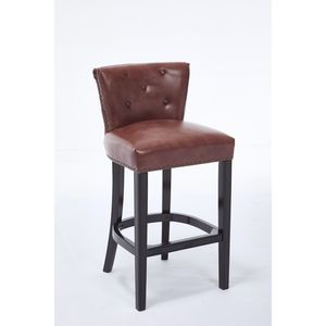 Set di 2 sgabelli da bar in legno e pelle marrone, altezza seduta 29,5 cm, 2 pezzi - Product Image 2