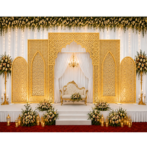 Premium Gold Finish Moroccan style Stage <b>Panels</b> At Factory Prices Islamic Wedding Geometric Pattern Laser Cut Backdrop <b>Screen</b> - Product Image 6