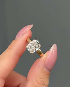 IGI Certified Elongated Cushion <b>Thick</b> Band Engagement <b>Ring</b>, 14k Gold <b>Thick</b> Band Cushion Lab Grown Diamond <b>Ring</b> - Product Image 3