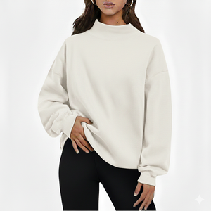 Sweat-shirt personnalisé OEM brodé, molleton épais, coupe oversize, col montant uni, pour femme, avec logo personnalisé - Product Image 4