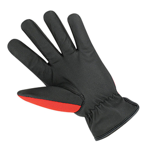 Gants de sécurité polyvalents avec bouts des doigts texturés, bracelet élastique antidérapant, gants de travail en cuir PU, rouge et noir - Product Image 4