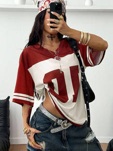 Diseña tu Camiseta Deportiva de Práctica para Mujer, Oversize, Transpirable, de Malla, Estilo Fútbol Americano, Streetwear con Número Impreso, OEM - Product Image 4