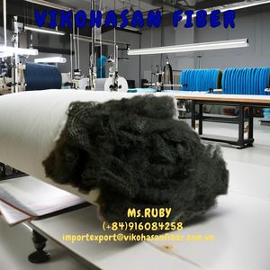 VIKOHASAN Fibre de polyester recyclée sèche solide du Vietnam 100% 6D51SD Noir 51mm Matériau de rembourrage en fil ignifuge - Product Image 6