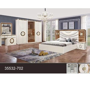 Modern Bedroom Set King Size MDF Furniture With Lighted Headboard And <b>Mirror</b> Wardrobe 35532-121 - Product Image 5