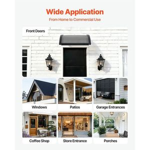 Tettoia per Porta d'Ingresso Esterna 24 X 24 Pollici con Staffa in ABS e Drenaggio, Protezione da Pioggia, Neve e Sole - Product Image 6