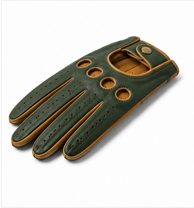 Gants de conduite classiques en cuir marron, faits à la main en peau d'agneau perforée, compatibles écran tactile, respirants, antidérapants, longueur poignet, pour voiture et moto - Product Image 3