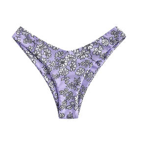 Ensemble bikini deux pièces à carreaux floraux pour femmes de grande taille, bas triangle à coupe haute, maillot de bain à volants et dos nu - Product Image 3