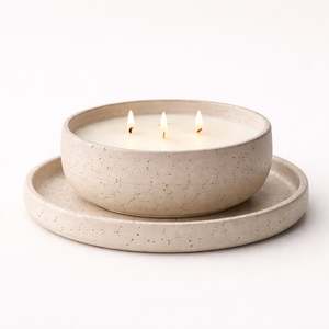 Recipiente de Cerámica Premium para Velas, Pared Gruesa, Resistente al Calor, Acabado Mate Suave, Triple Mecha, Decoración de Hogar Reutilizable de Lujo - Product Image 1