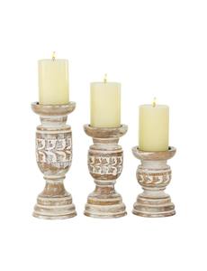 Ensemble de 3 bougeoirs en bois de manguier, best-seller, décoration de table pour Noël, support en bois de qualité supérieure du fabricant - Product Image 4