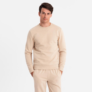 High Quality Custom Logo Mens Tracksuit Blank Plain Beige Crewneck Sweatshirt and Jogger <b>Set</b> OEM Sweat Suit Wholesale - Product Image 5