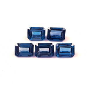 พลอยโทแพซสีน้ำเงินลอนดอนธรรมชาติ ขนาด 3x5 มม. รูปทรงแปดเหลี่ยม เจียระไนแบบเหลี่ยมเพชรพลอย  ขนาดปรับเทียบแล้ว  พร้อมใบรับรอง สำหรับทำเครื่องประดับ  ขายส่ง - Product Image 1