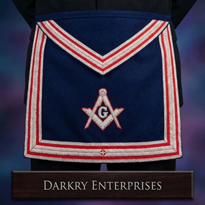 Tablier maçonnique personnalisé brodé en argent massif, avec compas carré et lettre G, bordure rouge et argentée, fait main, pour Maître Maçon, Régalia de Loge - Product Image 1