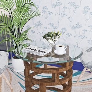 24 \ "piano tondo in vetro temperato trasparente bordo smussato lucido 2/5 pollici di spessore per tavolini da caffè - Product Image 2