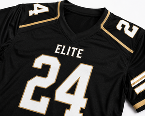 Camiseta de Fútbol Elite 24 Negra para Hombre, Manga Corta, Cuello en V, Deportiva, con Ribete en Contraste, 100% Algodón, UPF 50+, Estampado por Transferencia de Calor - Product Image 6
