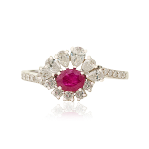 Unique Latest Design 4x5 mm Ruby & Diamond <b>Statement</b> Engagement <b>Ring</b> Wholesale 18K Real White Gold High Quality Bulk Jewelry - Product Image 1