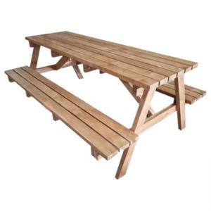 Solid Wood Teak <b>Outdoor</b> Picnic <b>Table</b> Set with <b>Benches</b> Rustic Garden Furniture Weather Resistant 6 Seater Patio Set - Product Image 6