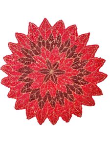 Chemin de table brodé floral rouge et or, décoration traditionnelle pour la maison, lavable - Product Image 6