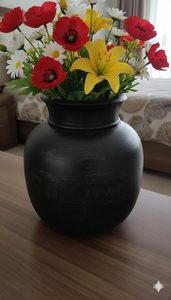 Florero Redondo Moderno de Bambú Negro Estilo Art Deco para Decoración de Mesa de Salón, Hogar y Bodas - Product Image 3