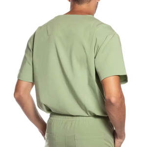 High Quality Men's Medical Scrub <b>Set</b> 4-Way Stretch V-neck Short Sleeve Top Hospital Uniform Nurse <b>Doctor</b> Dental Workwear Suits - Product Image 6