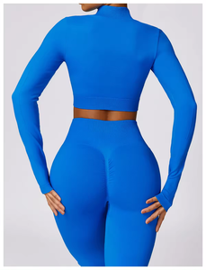 Ensemble de yoga 4 pièces personnalisé pour femme, grande taille, de haute qualité, avec fermeture éclair intégrale, taille élastique avant, respirant, léger et séchage rapide - Product Image 3