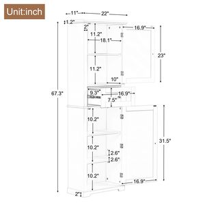 Mobiletto Alto da Bagno Autoportante con Ripiano Regolabile e Cassetto in MDF con Finitura Verniciata - Product Image 3