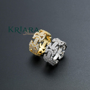 Anillo de Cóctel de Plata 925 Chapado en Oro con Moissanita, Corte Brillante Redondo, Joyería de Lujo Geométrica para Fiestas, Unisex - Product Image 3