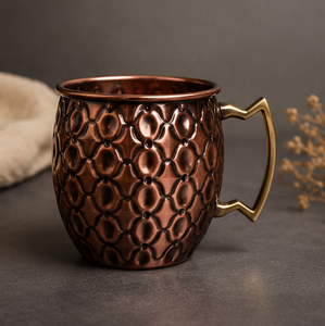 Mug à Moscow Mule en cuivre antique fait main, motif diamant en relief, tasse à bière, vaisselle en métal, vente en gros, articles de bar artisanaux, cadeau - Product Image 3