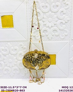 Luxury Handmade Crystal & Shell Metal Evening <b>Clutch</b> Bag for Women | Designer Party <b>Wedding</b> Shoulder Purse - Product Image 3