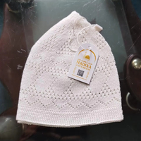 Topi Kufi Islami Berkualitas Tinggi untuk Pria, Bahan Katun Premium, Topi Sholat, Taqiyah, Taqi, Dewasa, Dapat Disesuaikan, Jaring, Empat Musim, Buatan Tangan