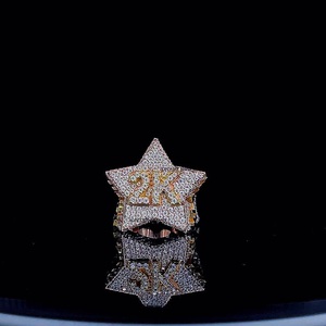 Bague de cocktail personnalisable de luxe en argent 925 avec moissanite VVS, forme étoile, certifiée IGI, unisexe, style hip-hop - Product Image 3