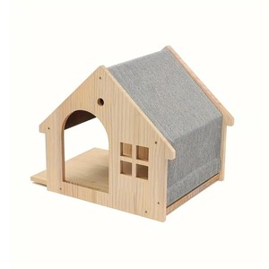 Maison pour animaux de compagnie en bois de haute qualité avec toit en tissu doux, lit mural pour chat, meuble moderne pour animaux de compagnie, fabriqué au Vietnam - Product Image 4