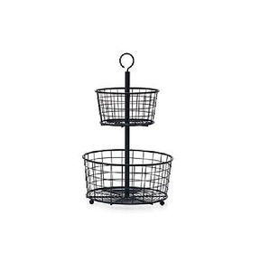 High Selling Modern High Quality 2-Tier Round Metal Wire Fruit Bowl Storage <b>Basket</b> <b>Cheap</b> Price Customized Size Shape - Product Image 2
