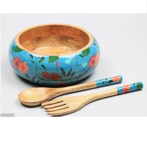 Accesorios para Catering de Restaurantes, Vajilla para el Hogar, Tazón para Servir Ensaladas, Tazón de Madera con Diseño Esmaltado Impreso, Vajilla - Product Image 4