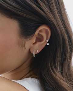 Piercing hélix en or massif 14K 18K avec diamant de laboratoire en forme de poire, à dos plat, pour usage quotidien, piercing de cartilage fileté de luxe - Product Image 6