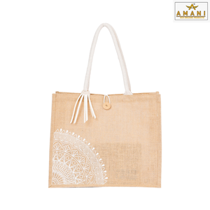 Sac en jute à motif mandala, écologique, réutilisable, pour les courses, les événements et les cadeaux - Product Image 1