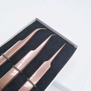 Pince à épiler à 45 degrés, base or rose, pince à épiler pour extensions de cils, prix de gros, acier inoxydable durable, couleur personnalisée - Product Image 6