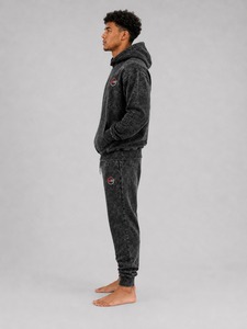 Ensemble de survêtement pour homme en molleton épais délavé à l'acide, coupe décontractée, confortable, deux pièces : sweat à capuche et pantalon de jogging - Product Image 4