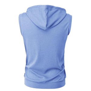 Men's Olive Green <b>Sleeveless</b> Hooded Knitted Zipper Casual Vest Regular Fit Solid Color Autumn Wear <b>Hoodie</b> For Online Sale - Product Image 6