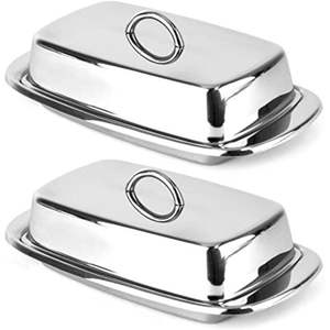 Boîte à beurre de luxe en acier inoxydable avec couvercle, boîte à beurre en métal de qualité alimentaire, organisateur de cuisine en acier 18/10 - Product Image 5