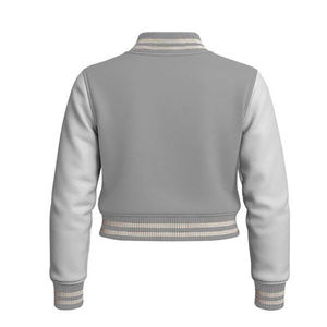 Chaqueta Varsity Corta para Mujer, Estilo Urbano, Mezcla de Poliéster/Algodón de Alta Calidad, Diseño Personalizado, MOQ Bajo - Product Image 3