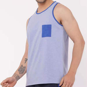 Débardeur de sport respirant en coton pour homme, col rond, couleur unie, décontracté, avec poche et logo - Product Image 3