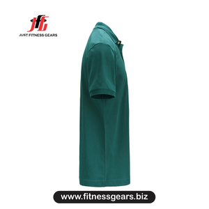 Polo à manches courtes vert pour homme, couleur unie, coupe décontractée, tissu Oxford respirant, longueur normale - Product Image 3
