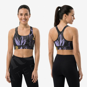 Pro Felt Custom Made Style Sports Bra Custom Printed Seamless Shockproof Gym Yoga <b>Running</b> Workout <b>Padded</b> Racerback Sports Bra - Product Image 3