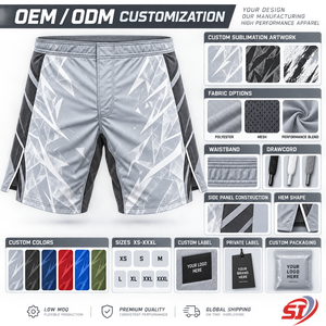Shorts de combat MMA personnalisés Ice Phantom, shorts de grappling, fabricant OEM ODM, vêtements de sport sublimés pour l'entraînement - Product Image 6