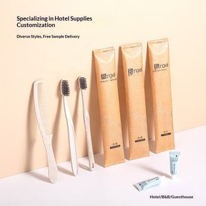 Ensemble de brosses à dents jetables avec dentifrice dans un emballage en papier kraft, articles de toilette spéciaux <span class=keywords><strong>pour</strong></span> hôtels, maisons d'hôtes et usage domestique - Product Image 2