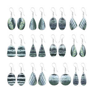 ต่างหูห้อยประดับด้วยหินธรรมชาติสีเขียวลายม้าลาย ดีไซน์น่ารักทันสมัย ชุบเงินบนทองเหลือง สไตล์วินเทจหรูหรา สำหรับผู้หญิงใส่ไปงานปาร์ตี้ - Product Image 1