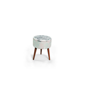Sgabelli e pouf con motivo Flora 106 in argento avorio - Product Image 4